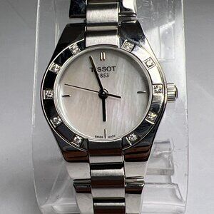 Tissot Glam Steel Watch Mother of Pearl Diamond 28mm Accents T043.010.61.111.00